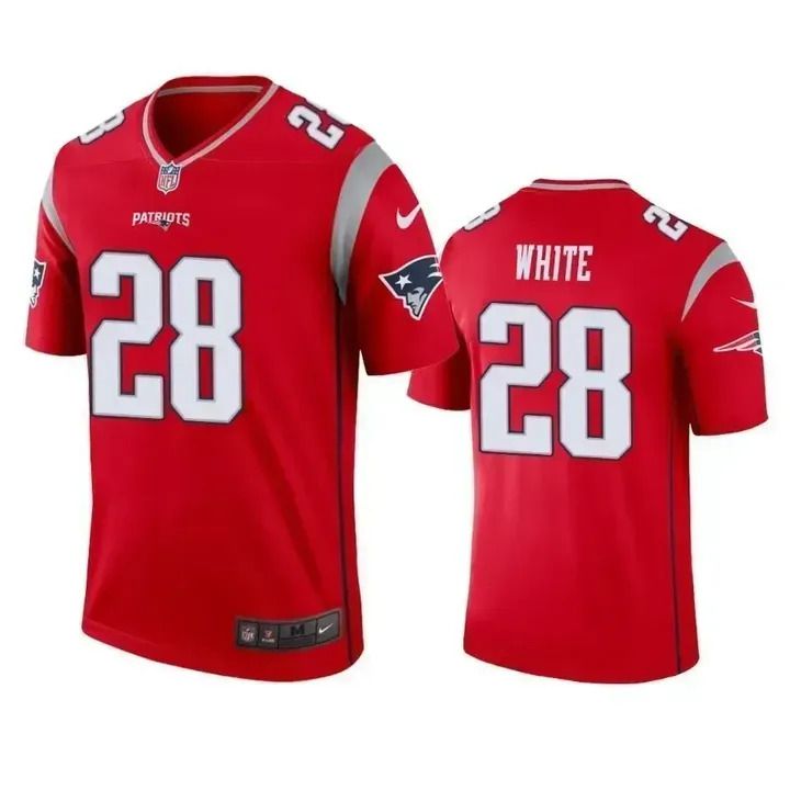 Men New England Patriots 28 James White Nike Red Inverted Legend NFL Jersey